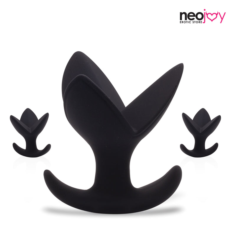 Neojoy Plug anal triple extensible en silicone noir avec base plate video