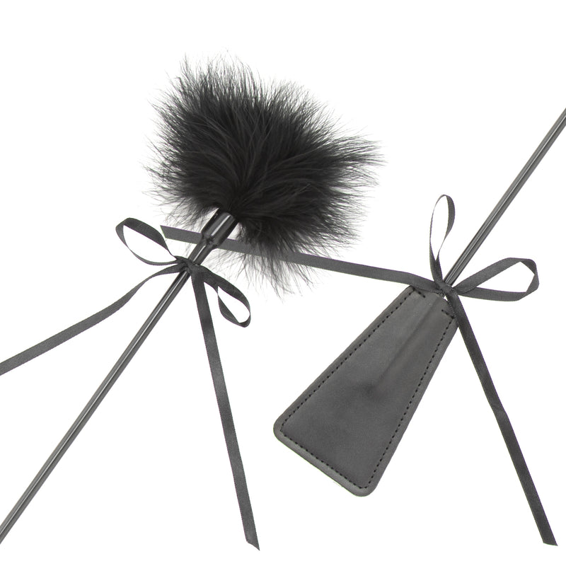 Neojoy Plumeau Fancy double extrémité - Silicone et plumes - Noir - 40 cm video