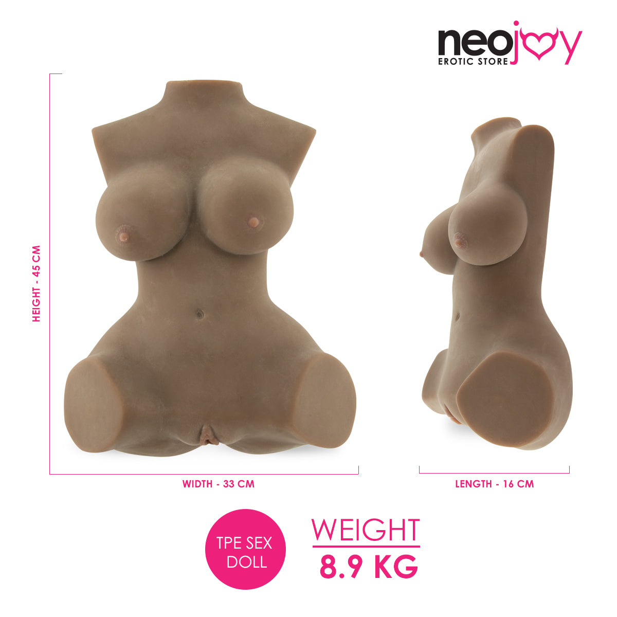 Poupée d'Amour Geiko M (Brun) – 8,9 kg – TPE – 45 cm – Brun