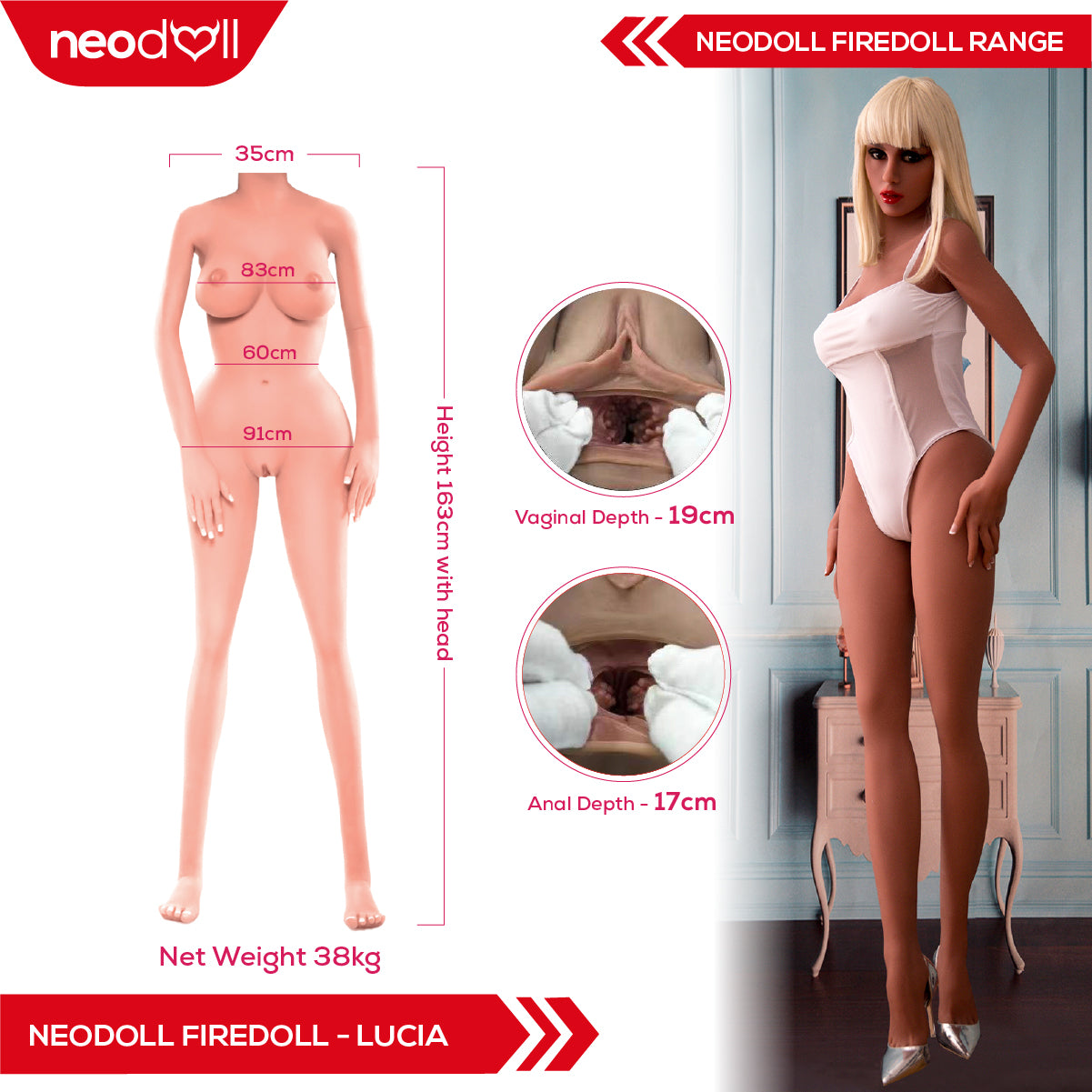 Fire Doll - Lucia - Poupée de Sexe Réaliste - 163cm - Gel Sein - Bronzage Léger