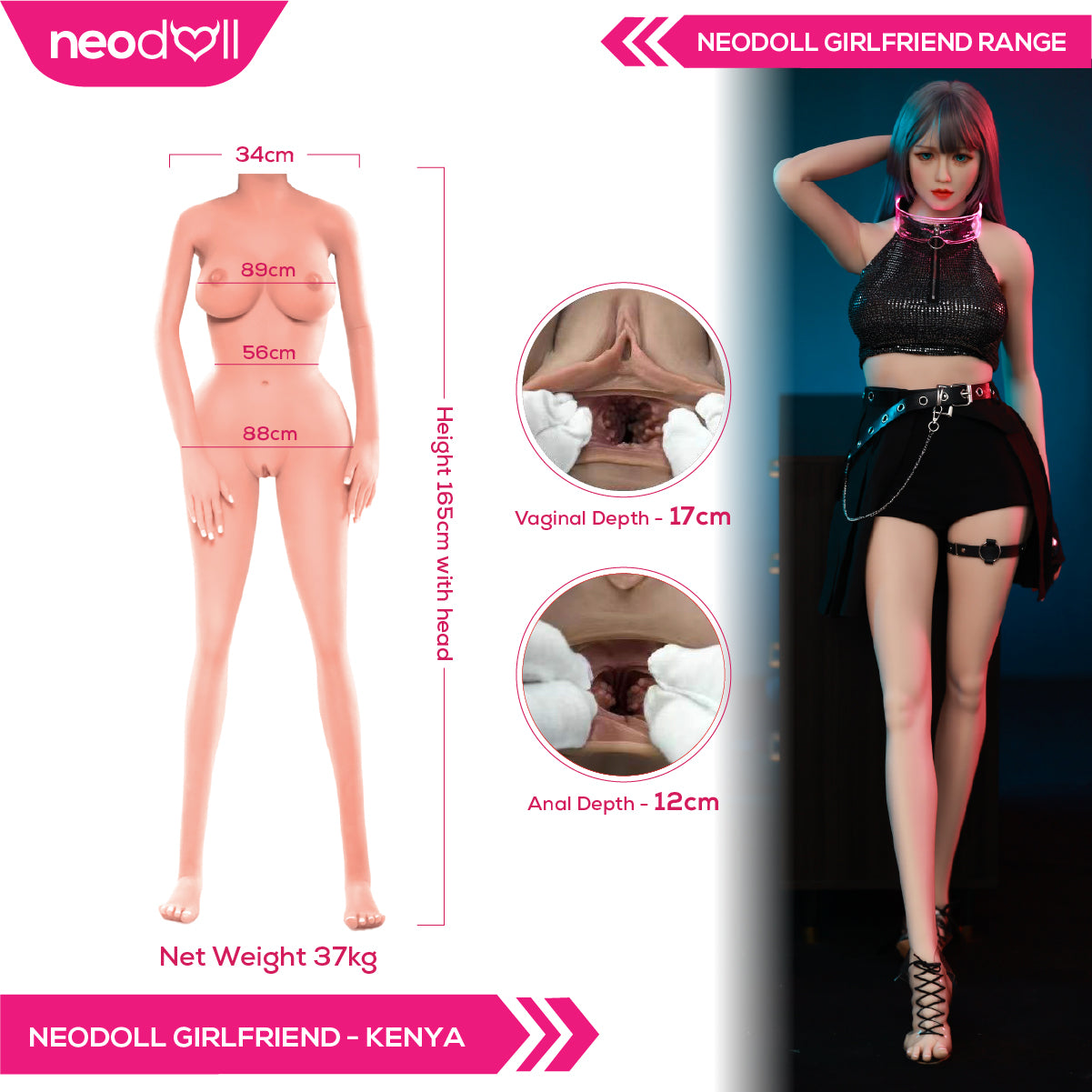 Neodoll Girlfriend Kenya - Poupée de Sexe Réaliste - 165cm - Naturel