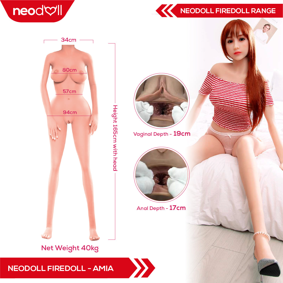 Fire Doll - Amia - Poupée de Sexe Réaliste - 165cm - Gel Sein - Naturel