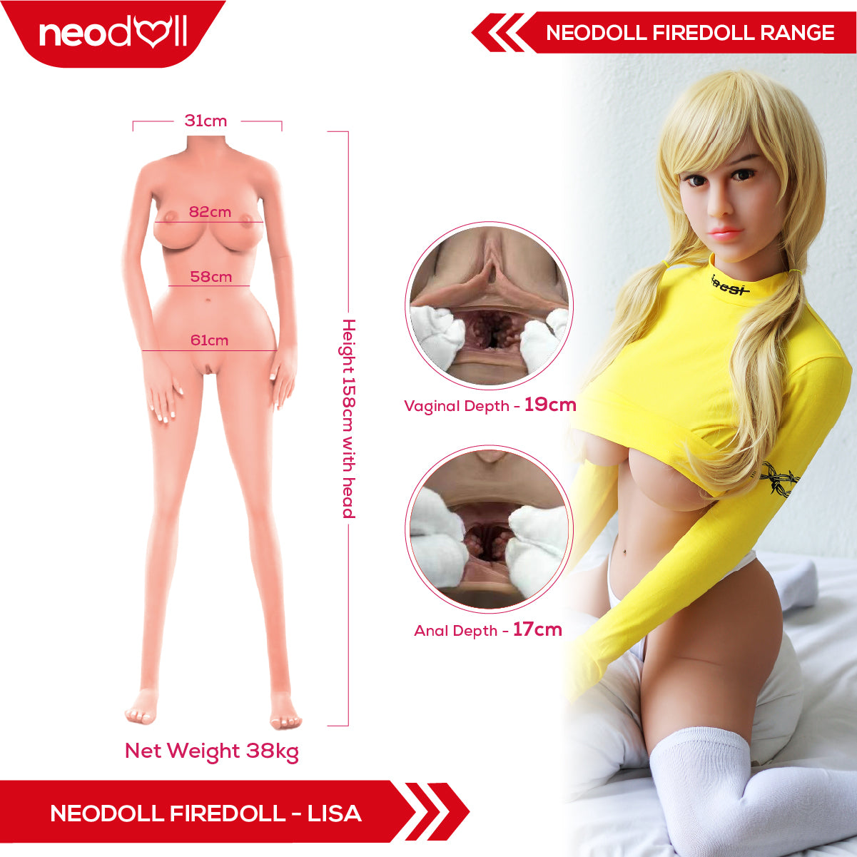 Fire Doll - Lisa - Poupée de Sexe Réaliste - 158cm - Naturel