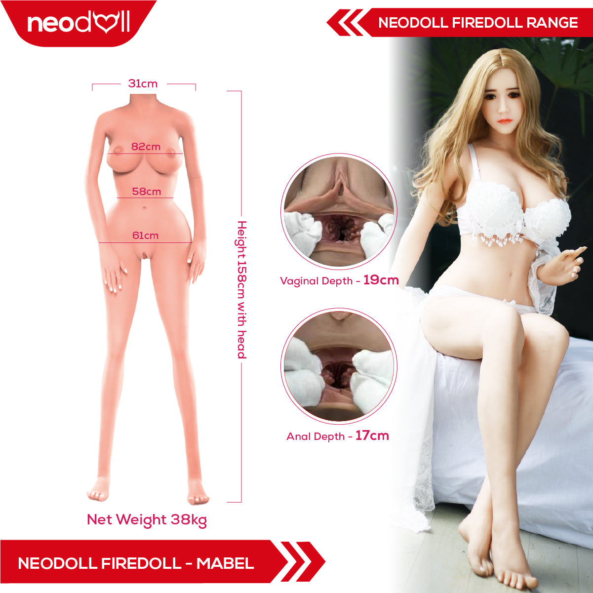 Fire Doll - Mabel - Poupée de Sexe Réaliste - 158cm - Naturel
