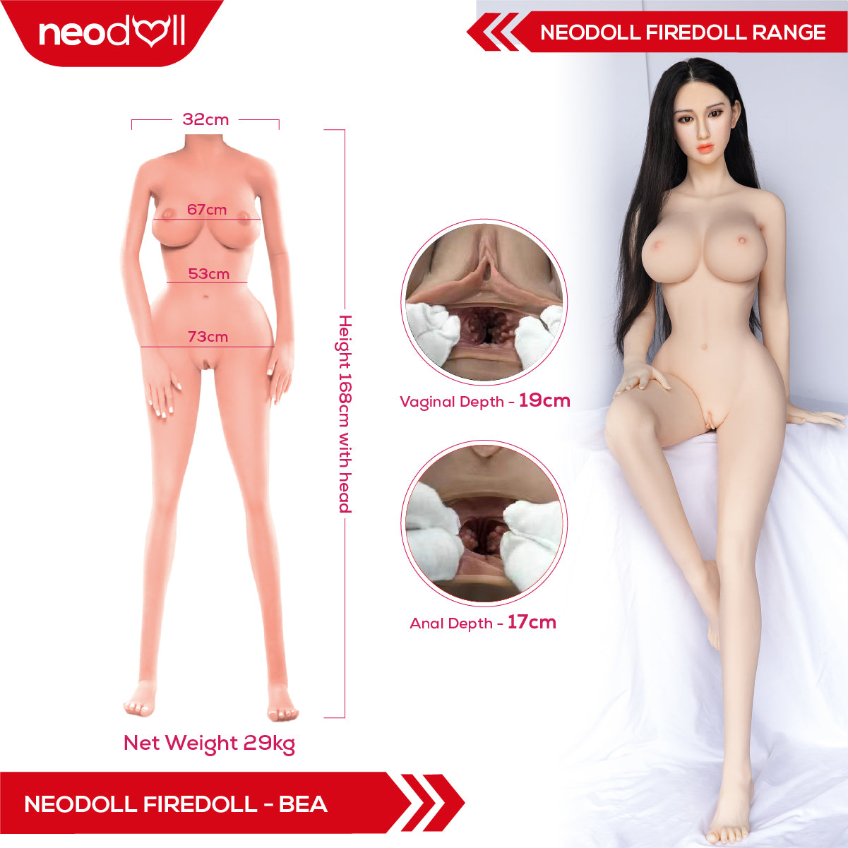 Fire Doll - Bea - Poupée de Sexe Hybride en TPE Silicone - 168cm - Naturel