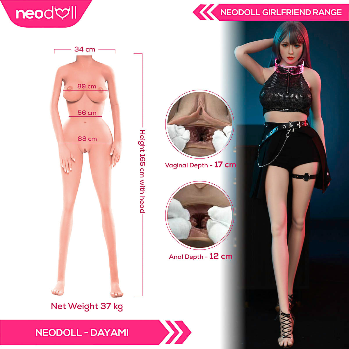 Neodoll Girlfriend Dayami - Poupée de Sexe Hybride en TPE Silicone - 165cm - Naturel