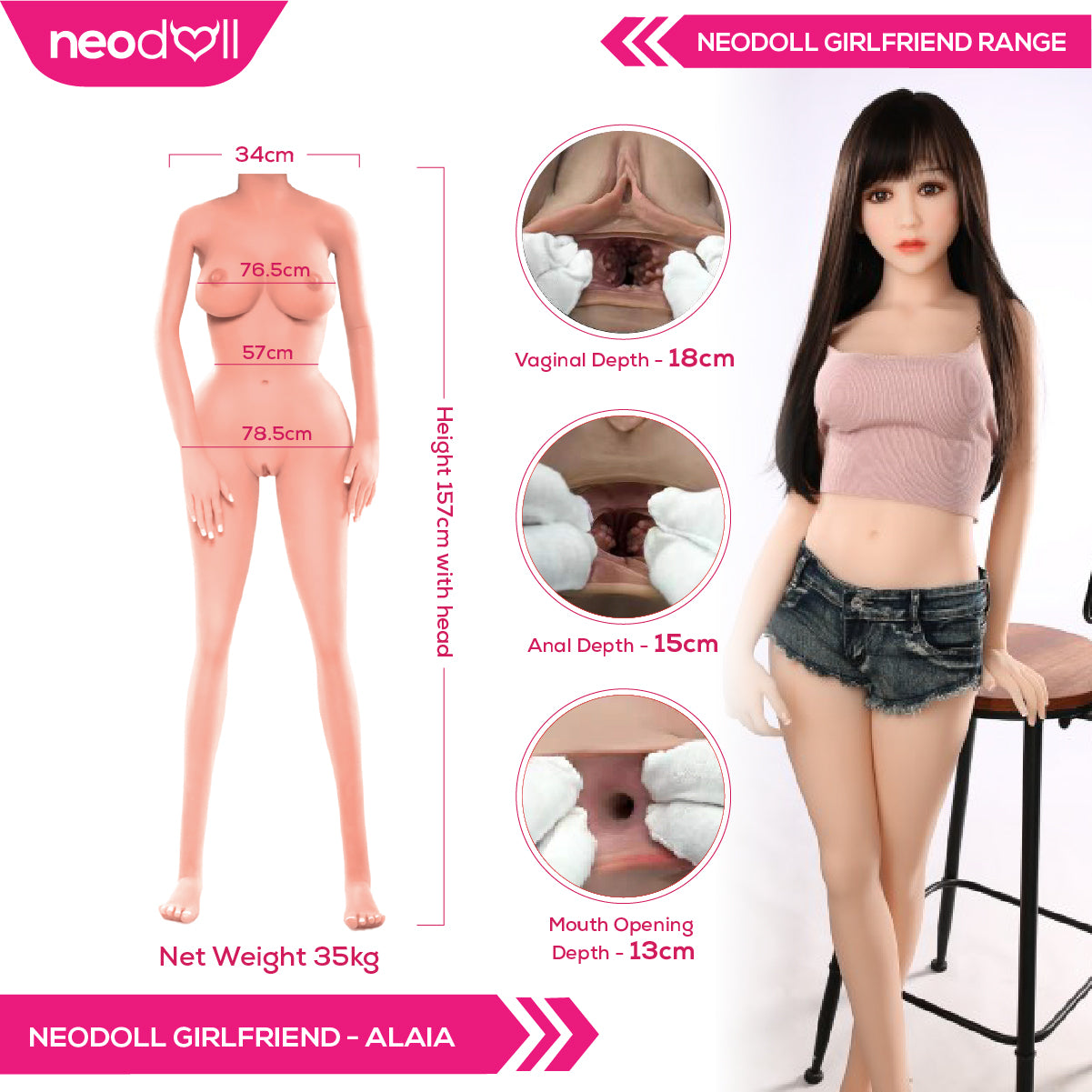 Neodoll Girlfriend Alaia - Poupée de Sexe Réaliste - 157cm - Naturel