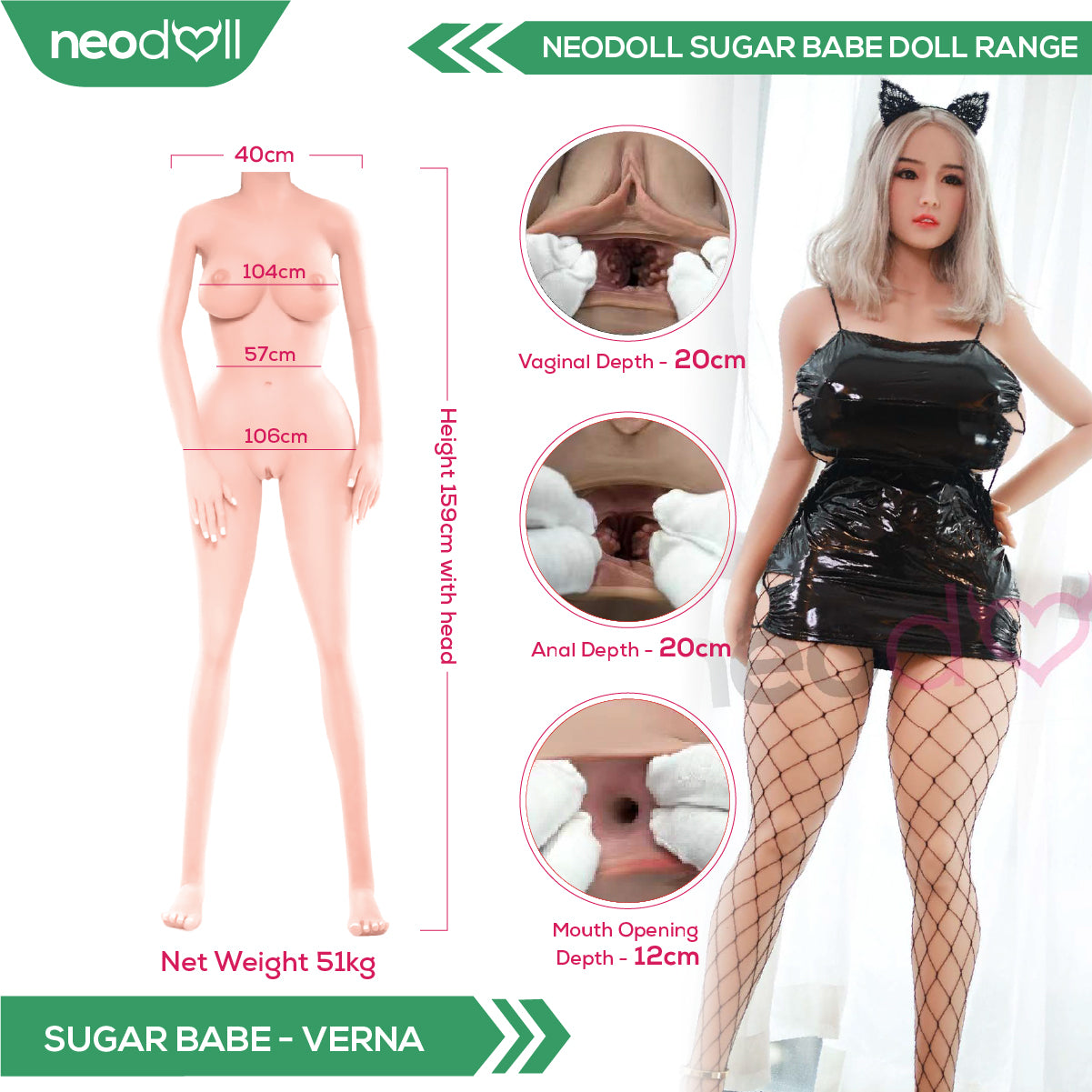 Neodoll Sugar Babe - Verna - Poupée de Sexe Réaliste - 159cm - Naturel