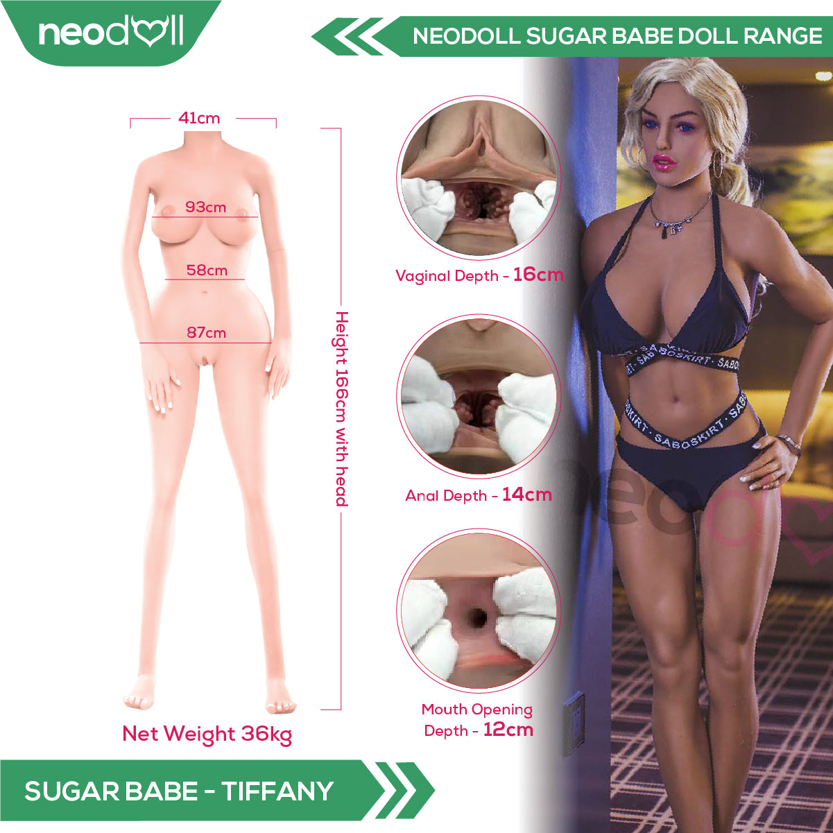 Neodoll Sugar Babe - Tiffany - Poupée de Sexe Réaliste - 166cm - Bronzer