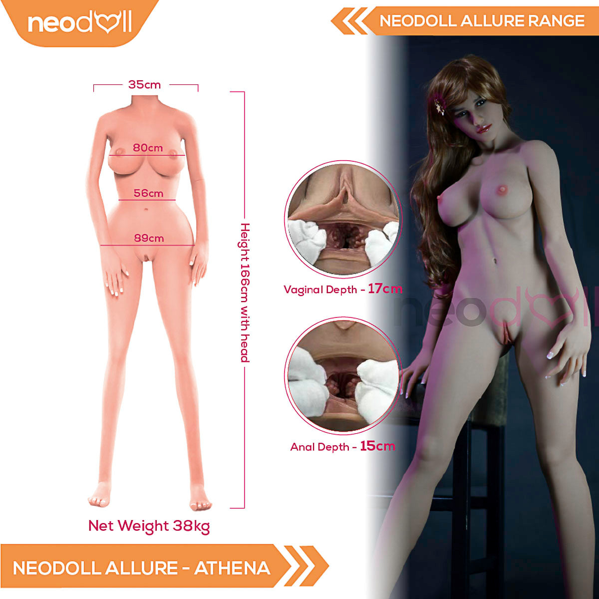 Neodoll Allure Athena - Poupée de Sexe Réaliste - 166cm - Bronzer