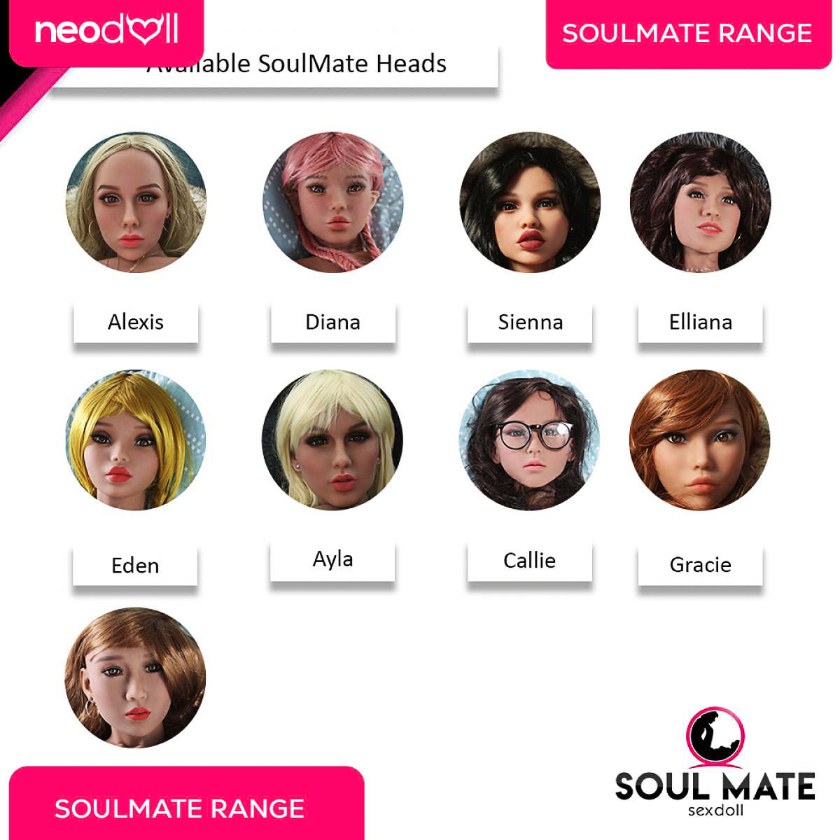 SoulMate Dolls - Arabella Tête avec Torse de Poupée Sexuelle - Brun Clair