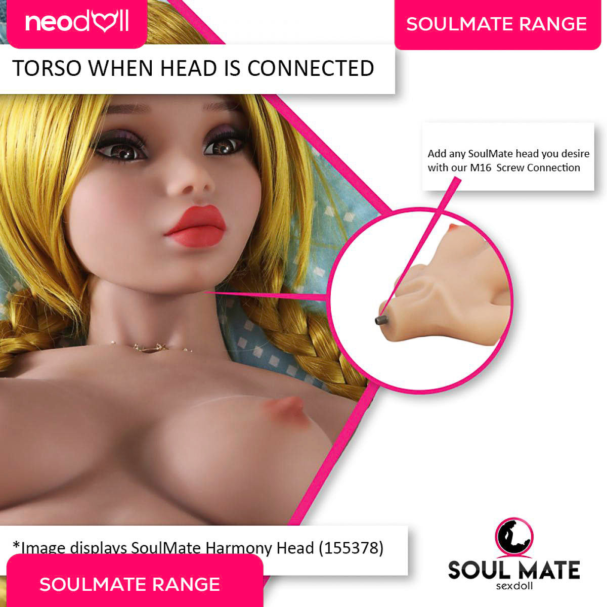 SoulMate Dolls - Arabella Tête avec Torse de Poupée Sexuelle - Brun Clair