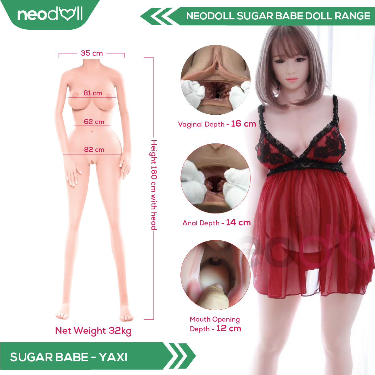 Neodoll Sugar Babe - Yaxi - Poupée de Sexe Réaliste - 160cm - Naturel