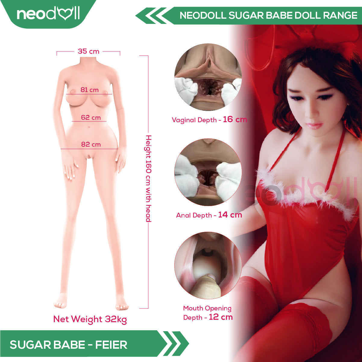 Neodoll Sugar Babe - Feier - Poupée de Sexe Réaliste - 160cm - Naturel