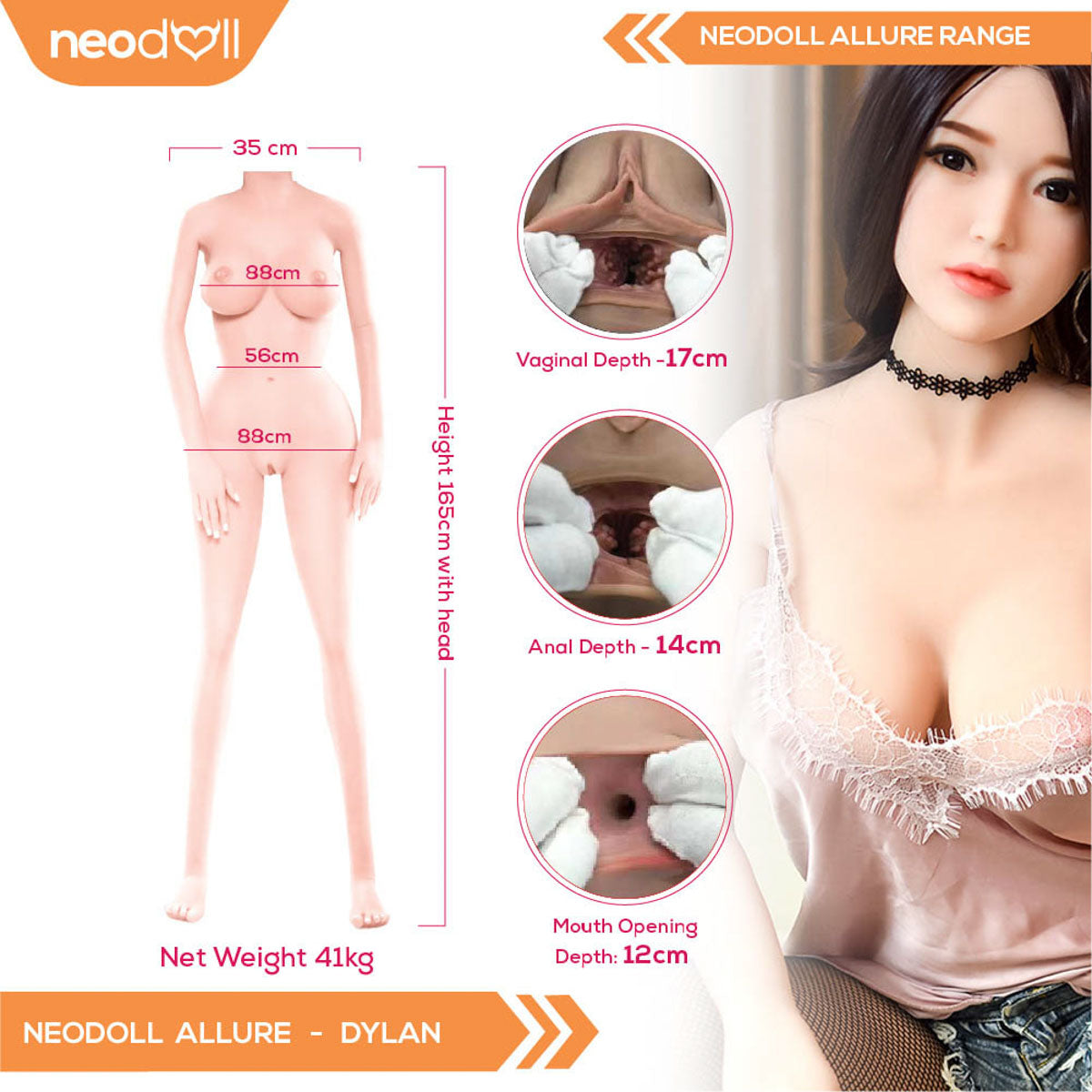 Neodoll Allure Dylan - Poupée de Sexe Réaliste - 165cm - Naturel