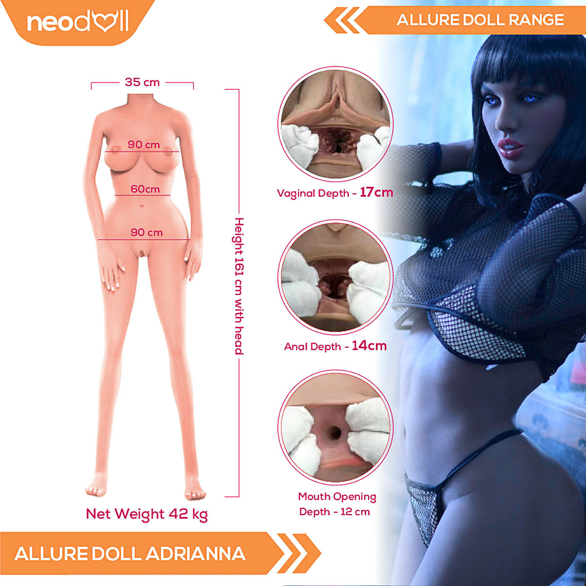 Neodoll Allure Adrianna - Poupée de Sexe Réaliste - 161cm - Bronzer