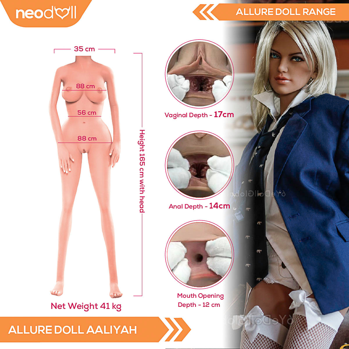 Neodoll Allure Aaliyah - Poupée de Sexe Réaliste - 165cm - Bronzer