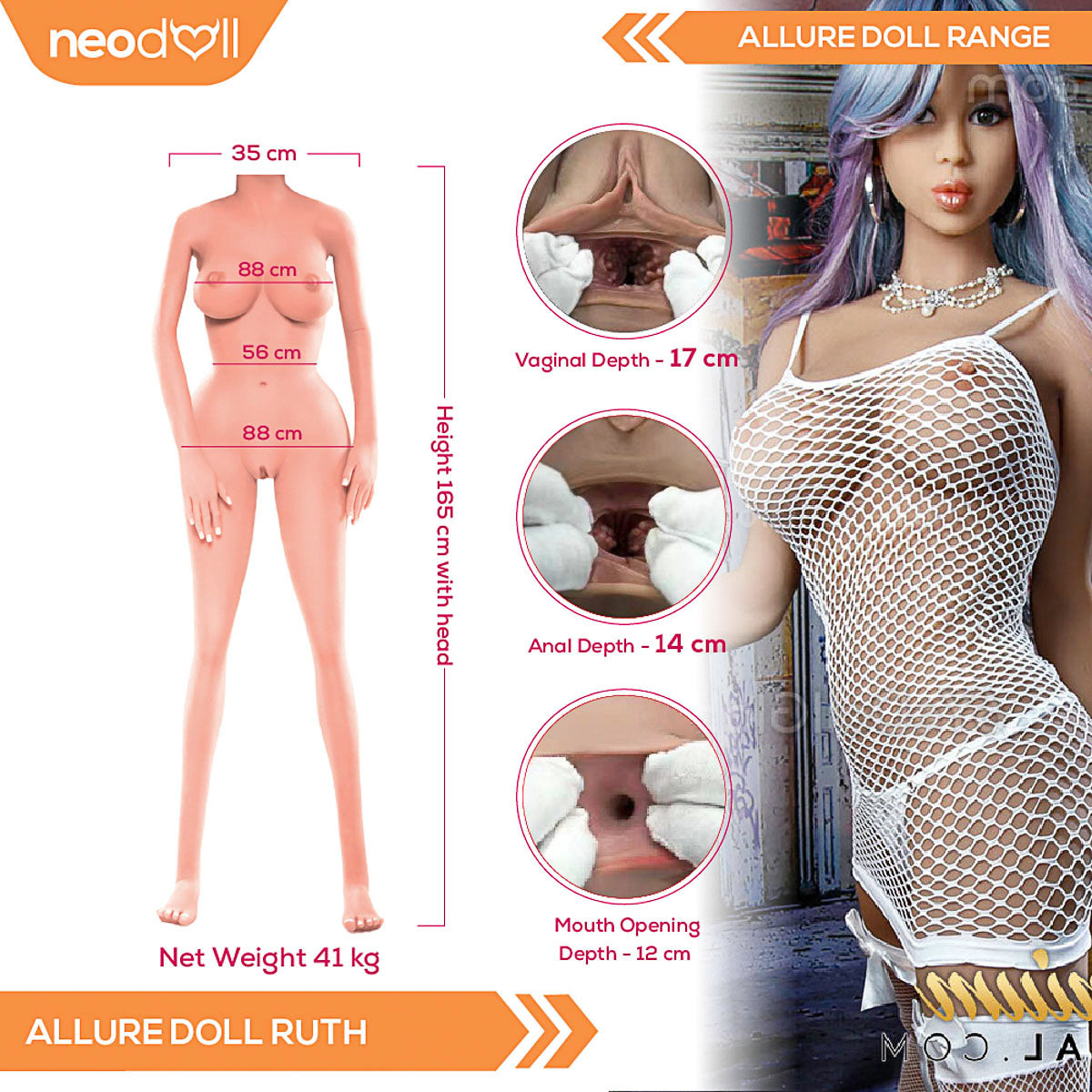 Neodoll Allure Ruth - Poupée de Sexe Réaliste - 165cm - Bronzer