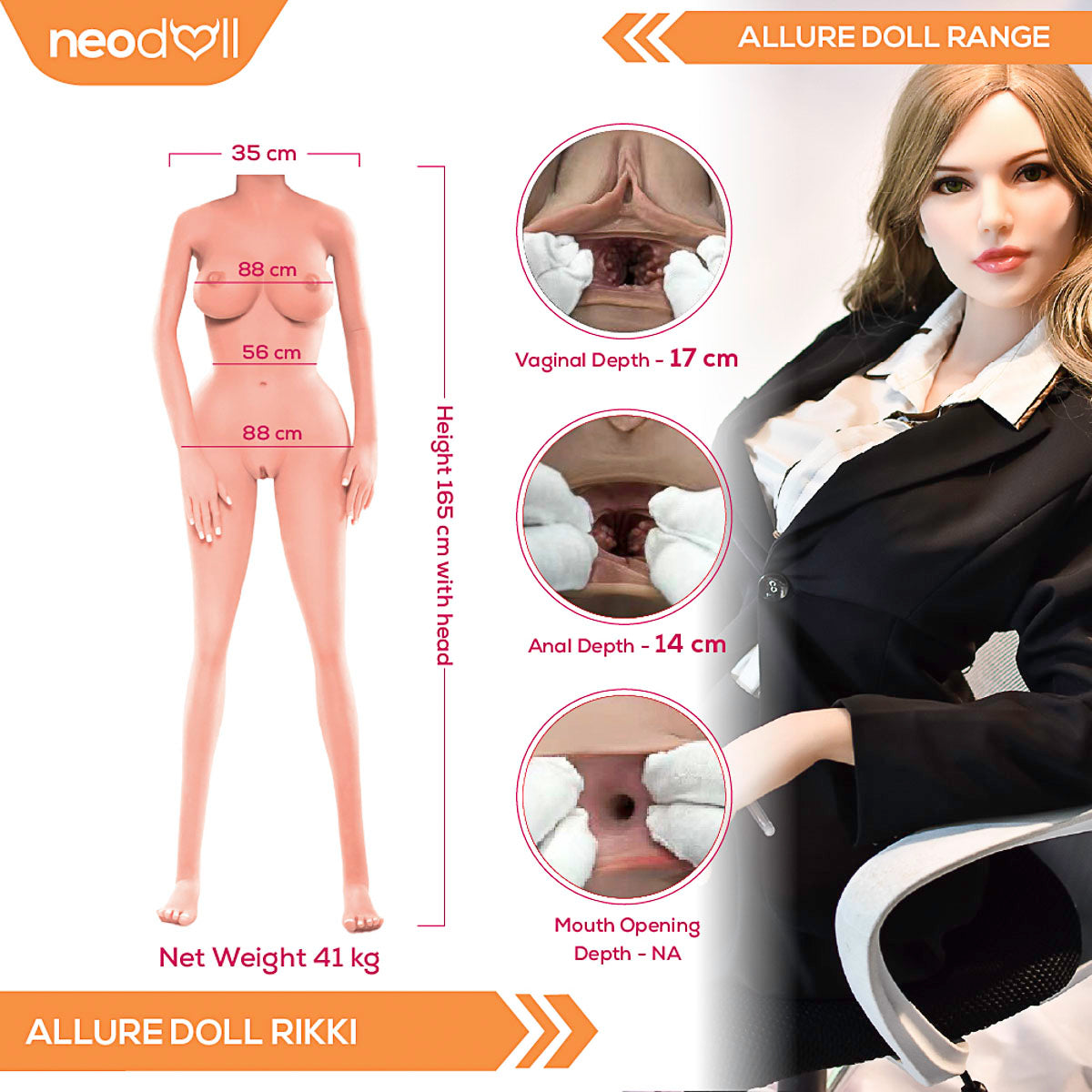 Neodoll Allure Rikki - Poupée de Sexe Réaliste - 165cm - Bronzer