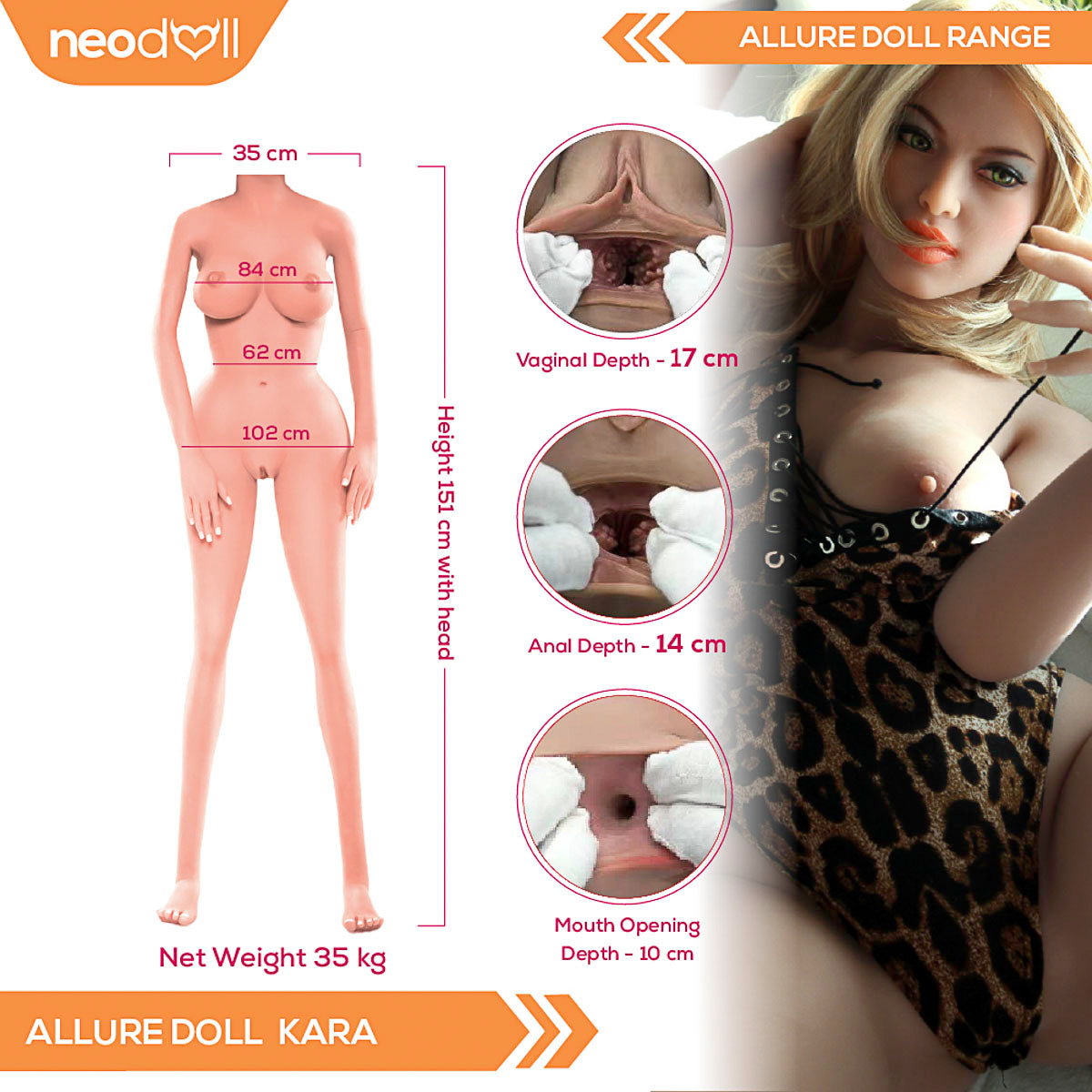 Neodoll Allure Kara - Poupée de Sexe Réaliste - 151cm - Gros Corps - Bronzer