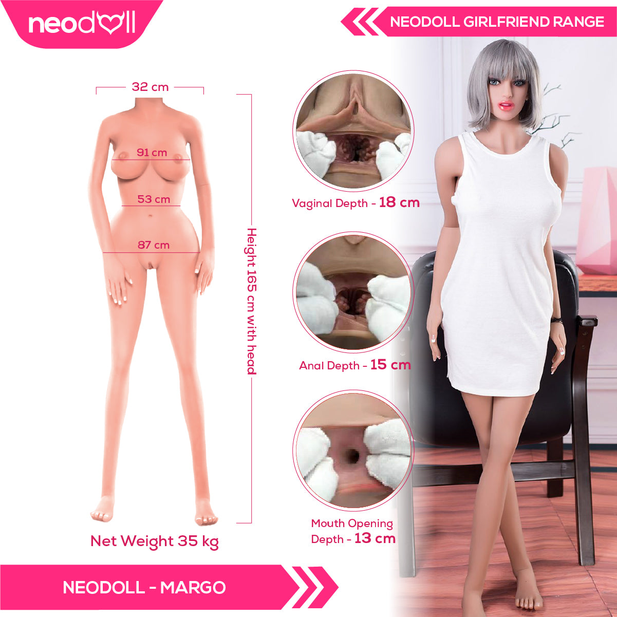 Neodoll Girlfriend - Margo - Poupée de Sexe Réaliste - 165cm - Bronzer