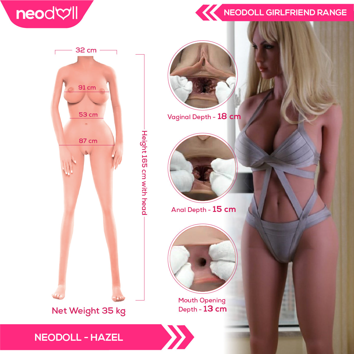 Neodoll Girlfriend Hazel - Poupée de Sexe Réaliste - 165cm - Bronzer