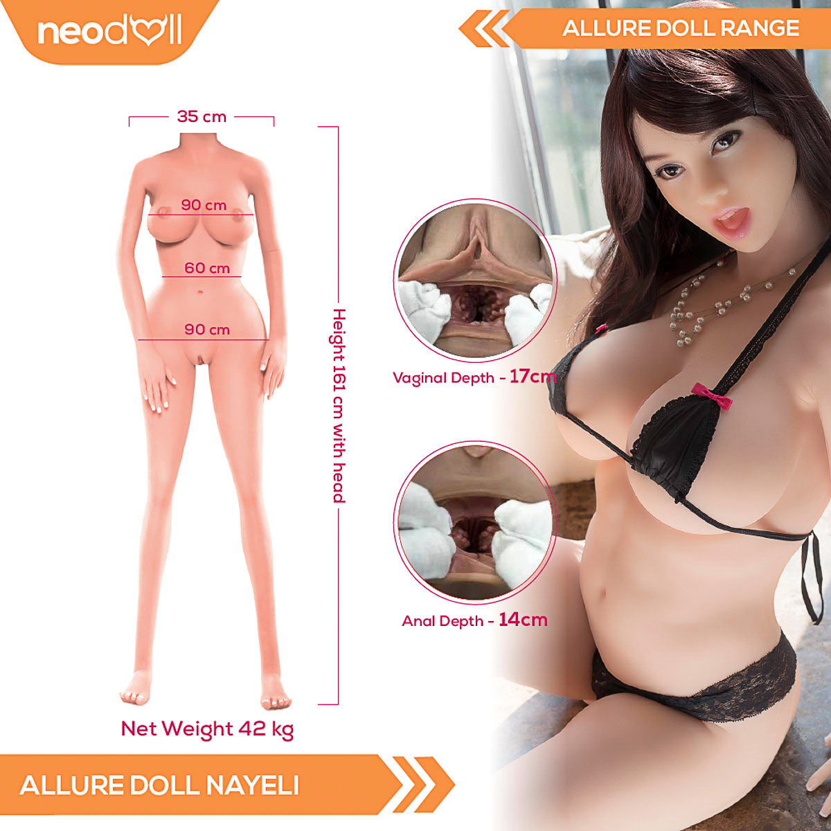 Neodoll Allure Nayeli - Poupée de Sexe Réaliste - 161cm - Naturel
