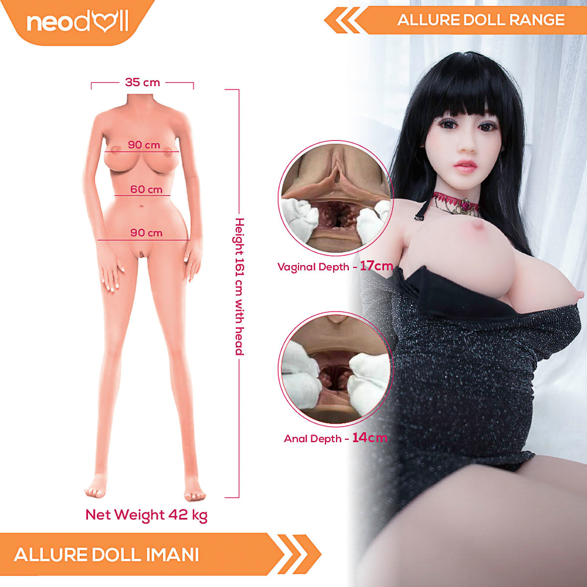 Neodoll Allure Imani - Poupée de Sexe Réaliste - 161cm - Naturel