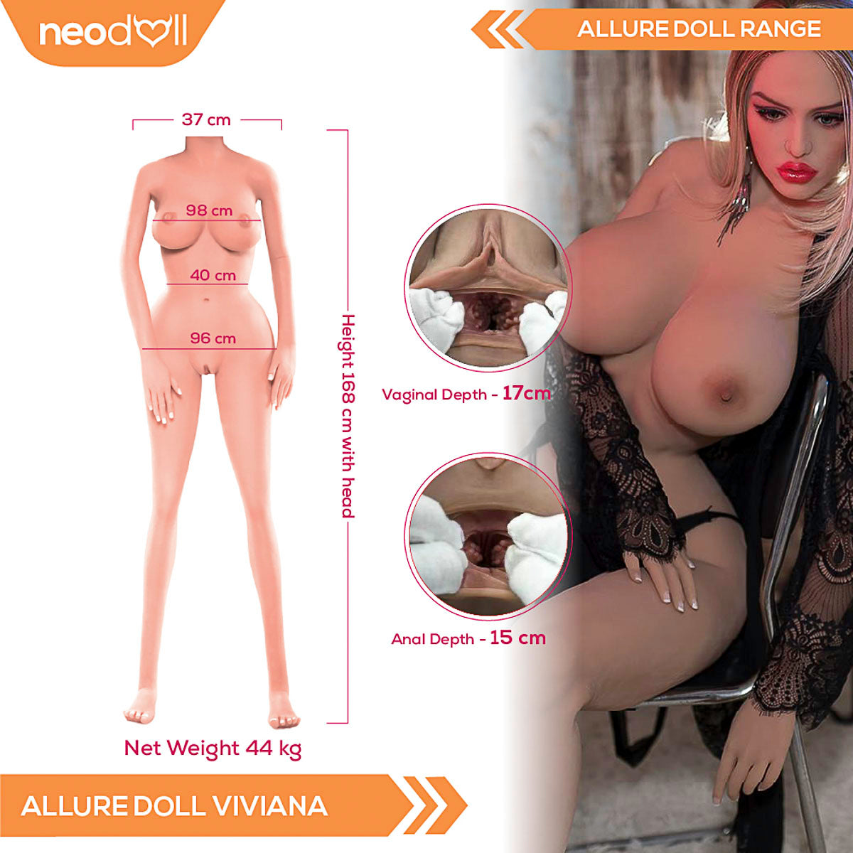 Neodoll Allure Viviana - Poupée de Sexe Réaliste - 168cm - Bronzer