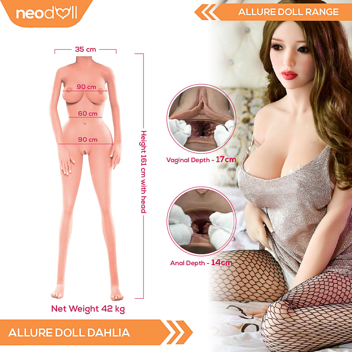Neodoll Allure Dahlia - Poupée de Sexe Réaliste - 161cm - Naturel