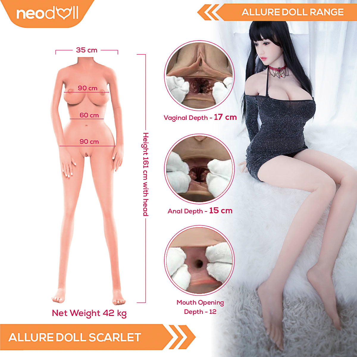 Neodoll Allure Scarlet - Poupée de Sexe Réaliste - 161cm - Naturel
