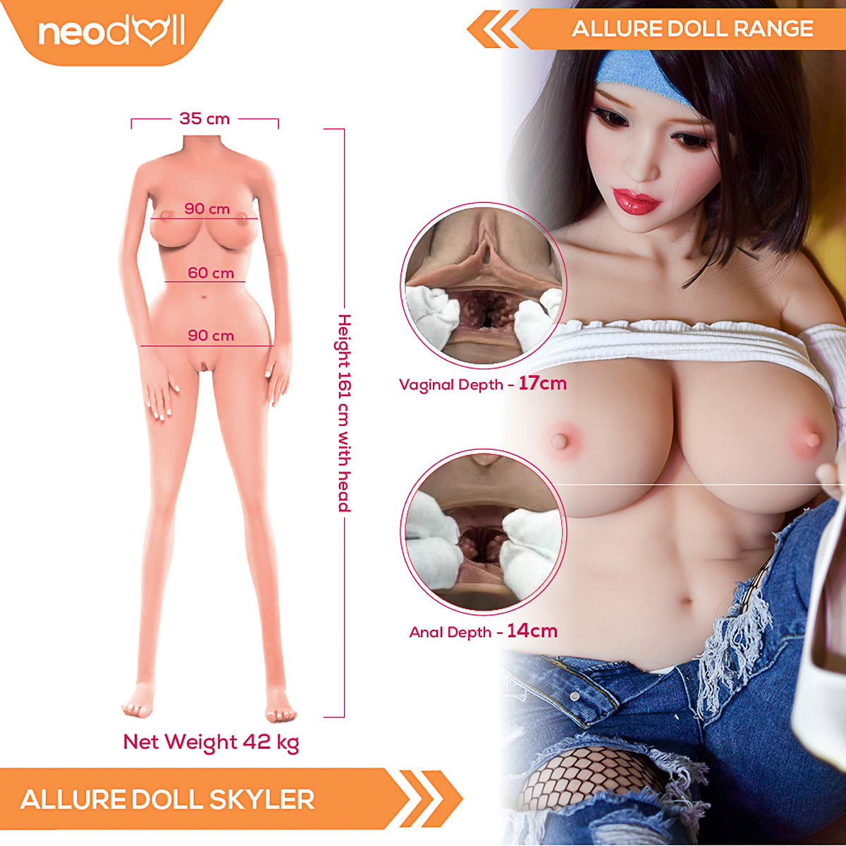 Neodoll Allure Skyler - Poupée de Sexe Réaliste - 161cm - Naturel