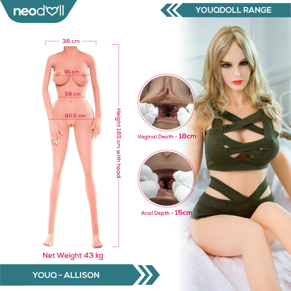 Youqdoll - Allison - Poupée de Sexe Réaliste - 165cm - Naturel