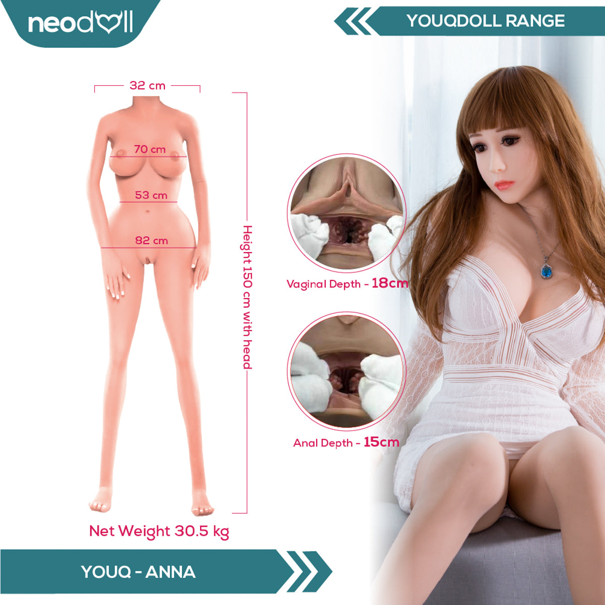 Youqdoll - Anna - Poupée de Sexe Réaliste - 150cm - Naturel