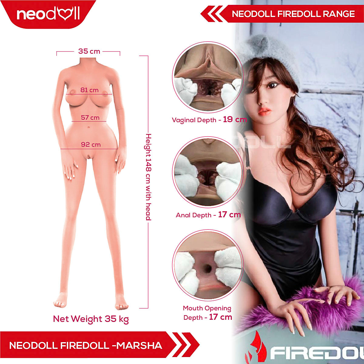 Fire Doll - Marsha - Poupée de Sexe Réaliste - 148cm - Gel Sein - Bronzage Léger