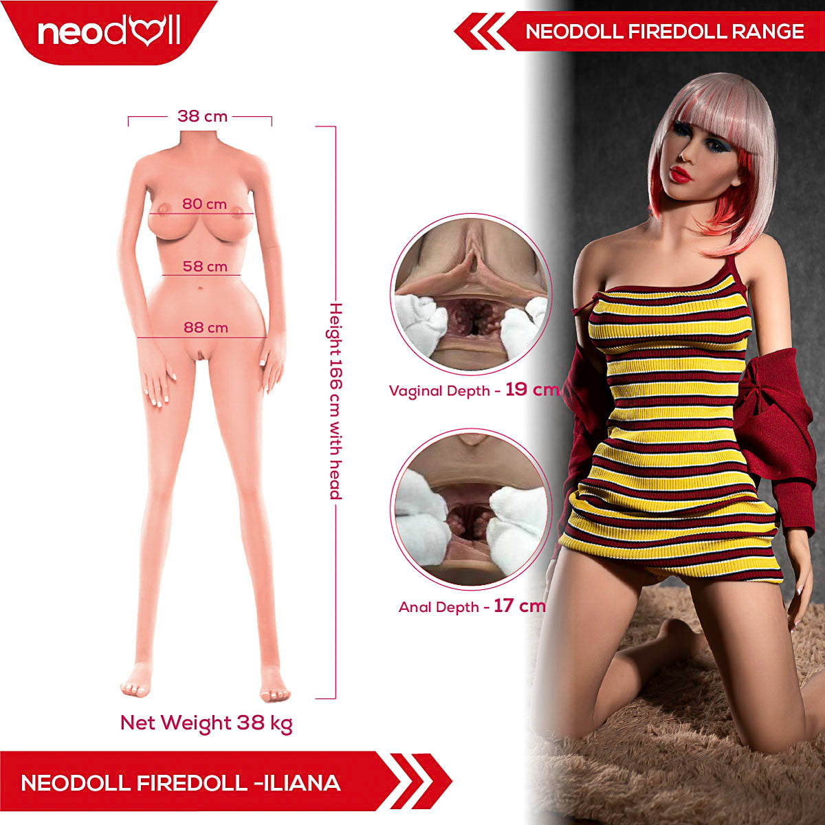 Fire Doll - Iliana - Poupée de Sexe Réaliste - 166cm - Gel Sein - Bronzage Léger