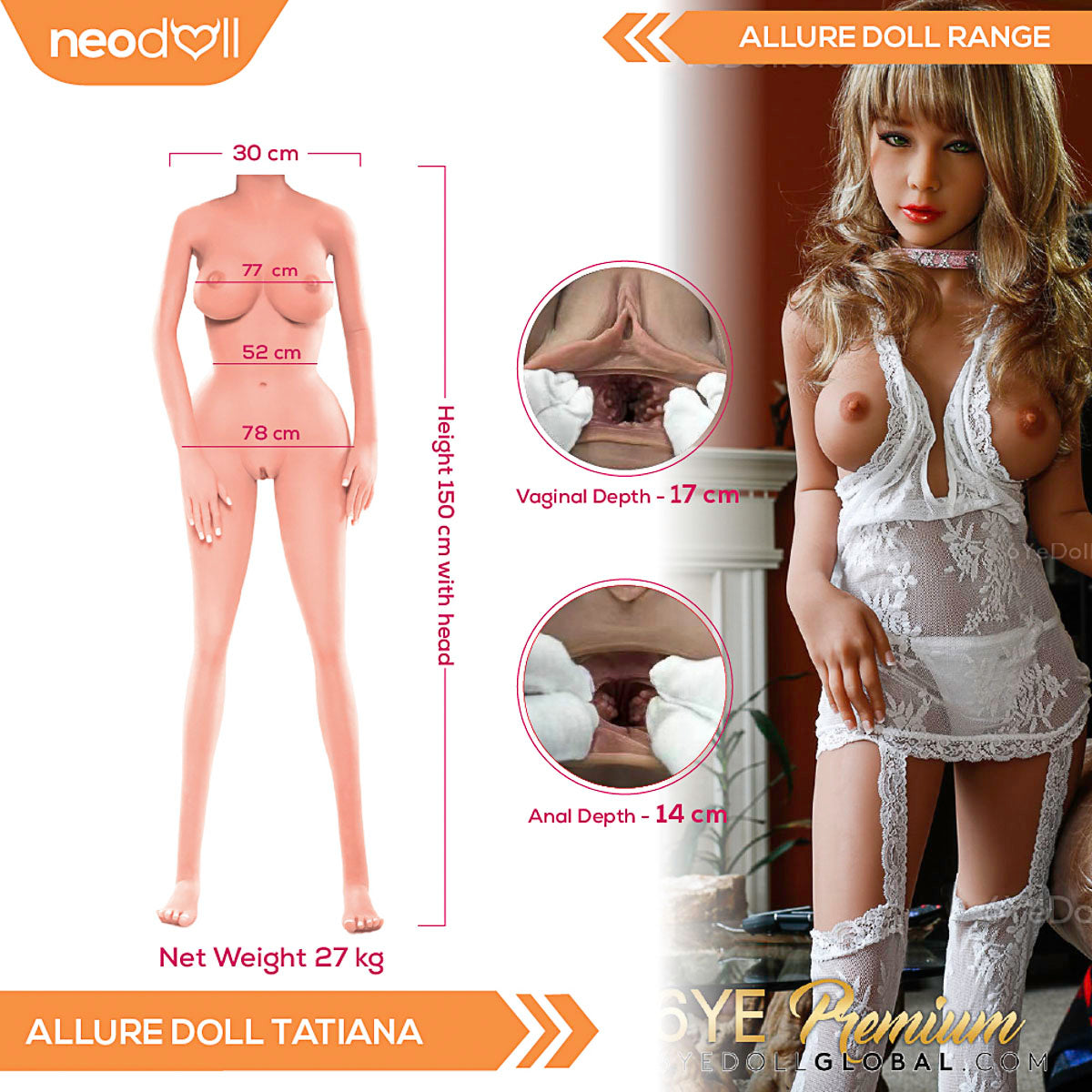 Neodoll Allure Tatiana - Poupée de Sexe Réaliste - 150cm - Bronzer