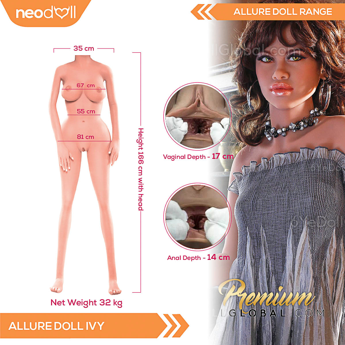Neodoll Allure Ivy - Poupée de Sexe Réaliste - 166cm - Bronzer