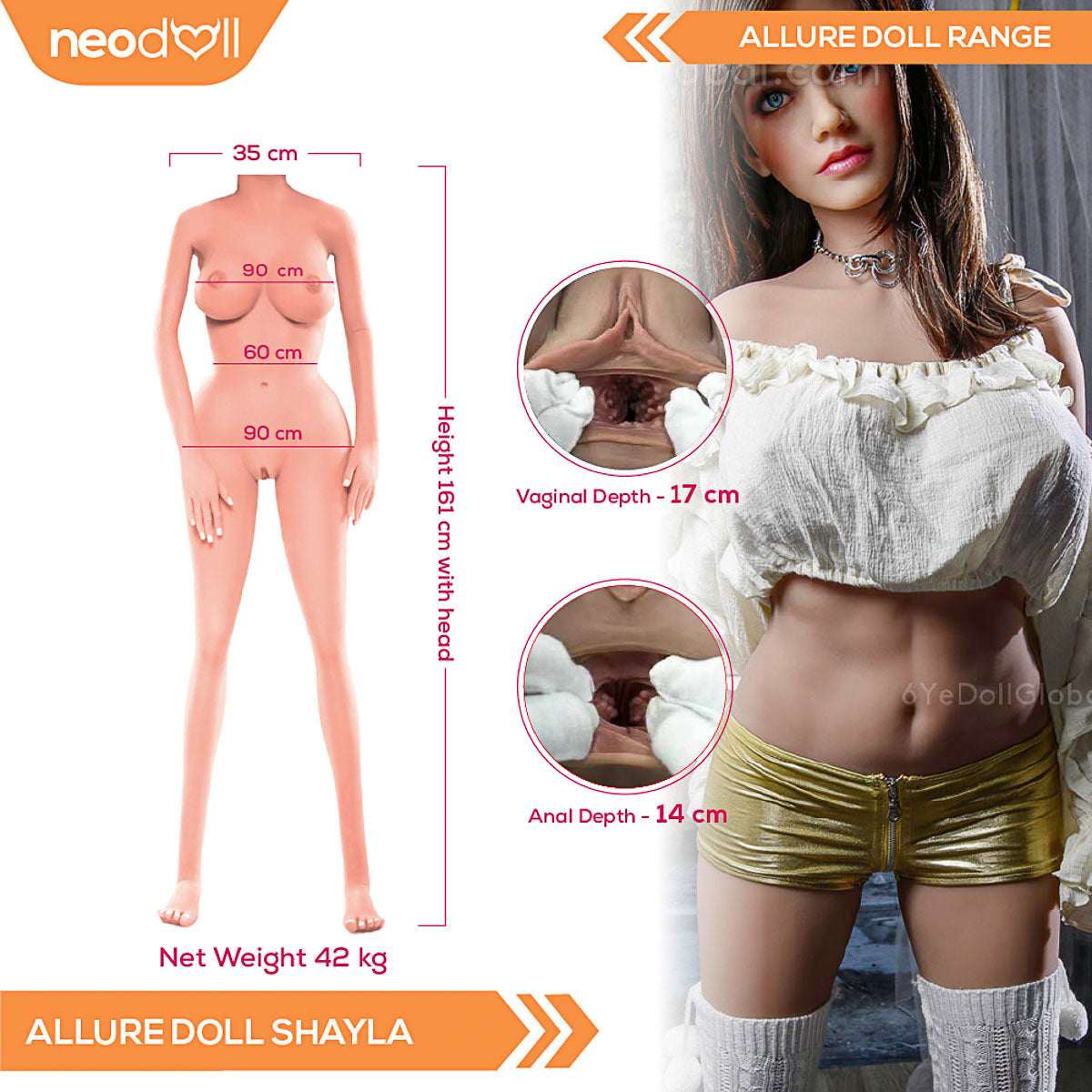 Neodoll Allure Shayla - Poupée de Sexe Réaliste - 161cm - Bronzer