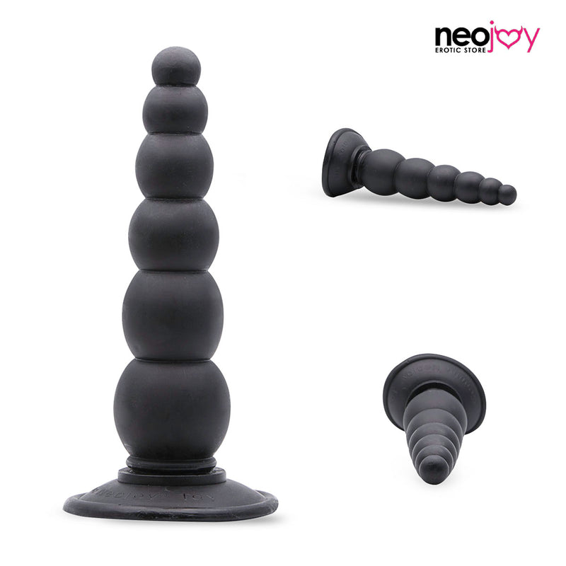 Neojoy Gode à perles avec base ventouse TPE souple Noir 7.5 pouces - 19 cm video