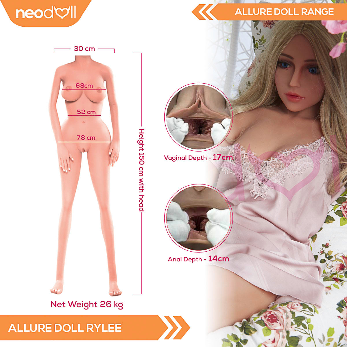 Neodoll Allure Rylee - Poupée de Sexe Réaliste - 150cm - Bronzer