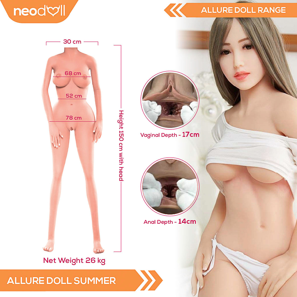 Neodoll Allure Summer - Poupée de Sexe Réaliste - 150cm - Bronzer
