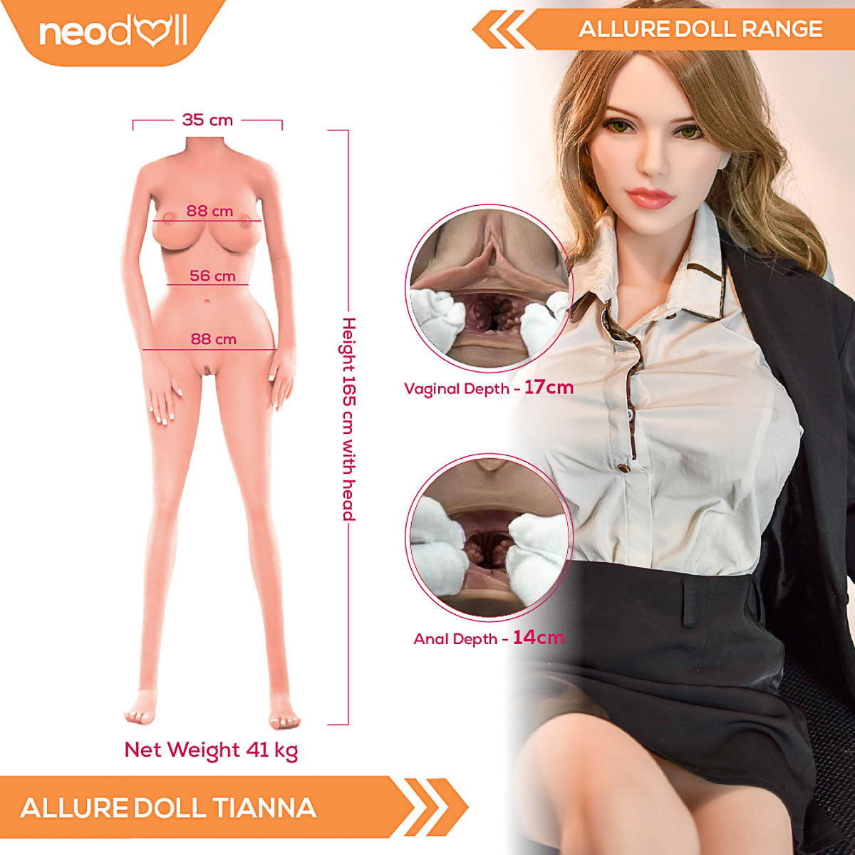 Neodoll Allure Tianna - Poupée de Sexe Réaliste - 165cm - Bronzer