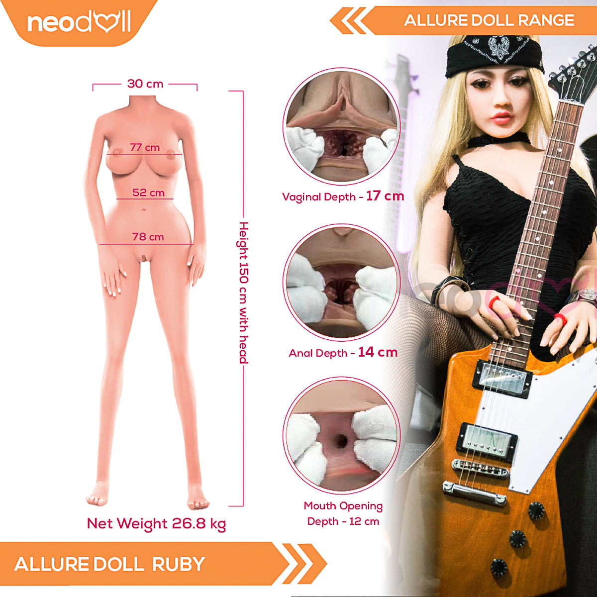 Neodoll Allure Ruby - Poupée de Sexe Réaliste - 150cm - Bronzer