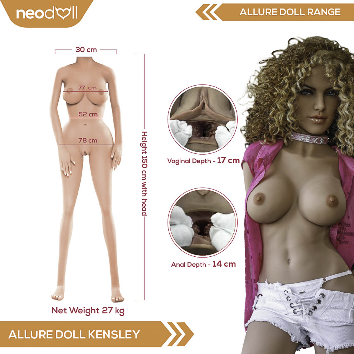 Neodoll Allure Kensley - Poupée de Sexe Réaliste - 150cm - Bronzer