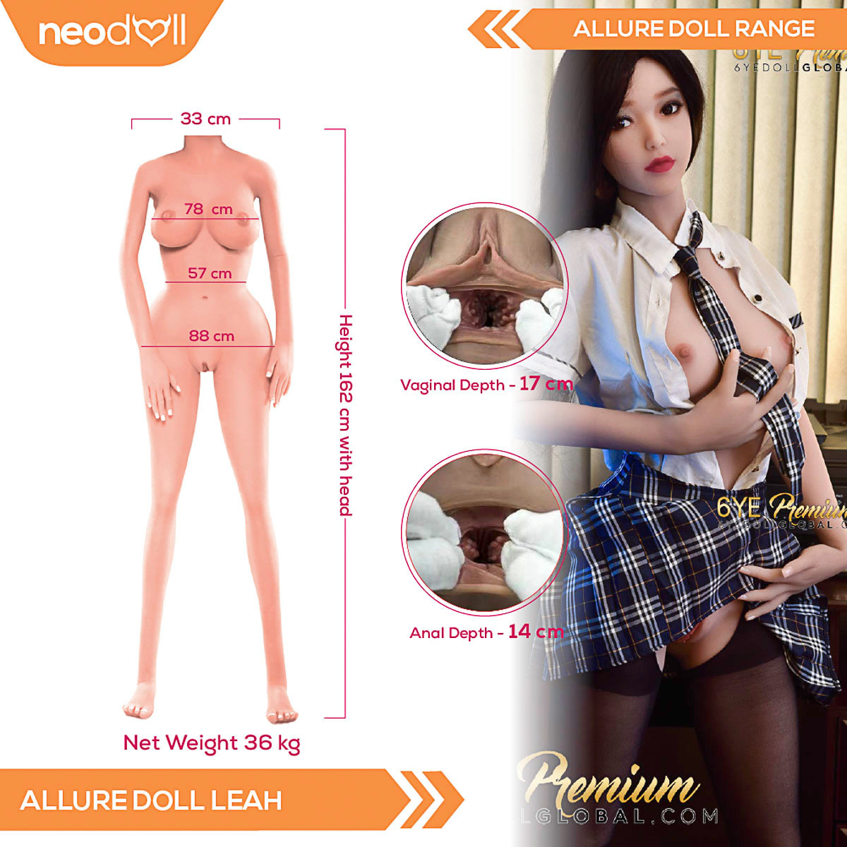 Neodoll Allure Leah - Poupée de Sexe Réaliste - 162cm - Bronzer