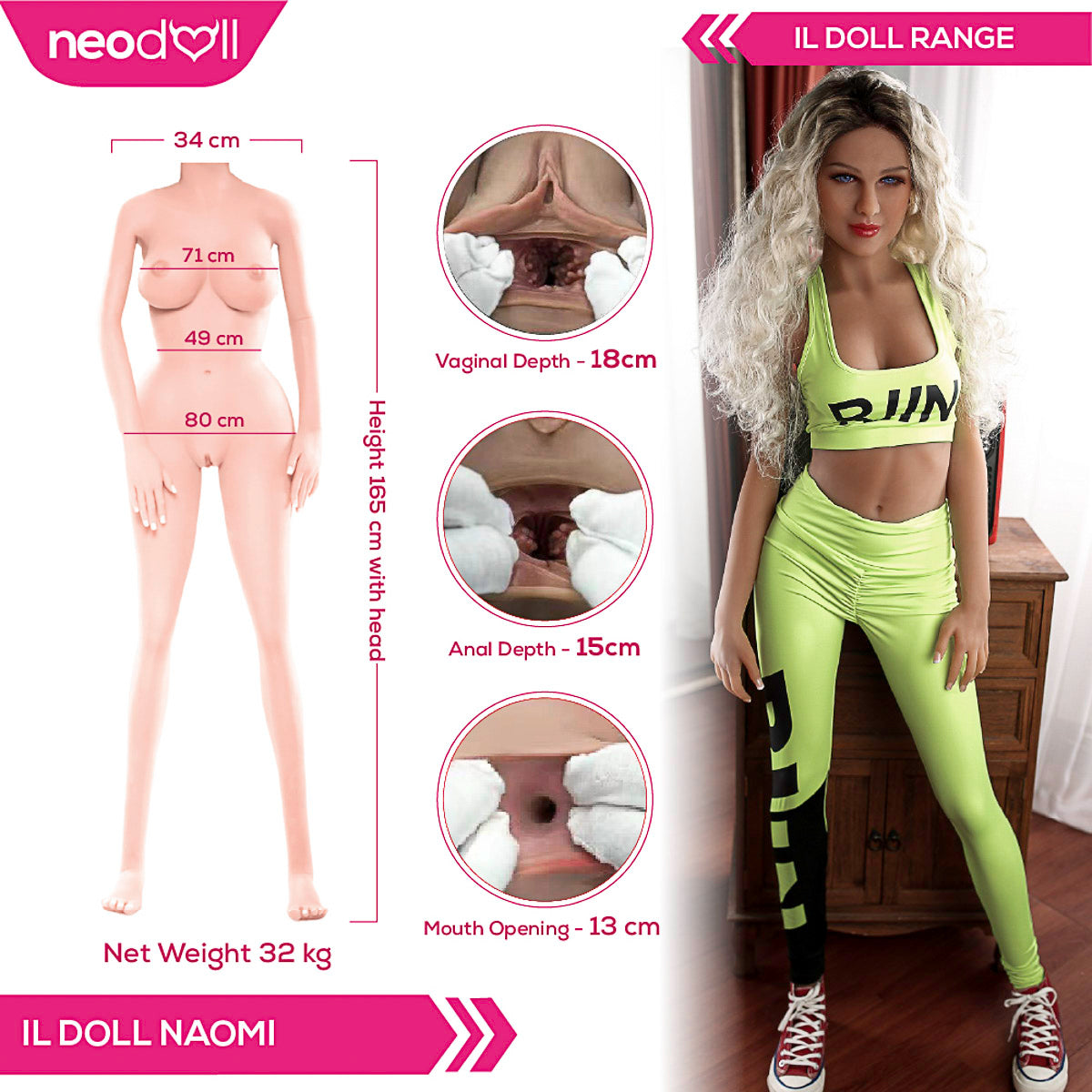 Neodoll Girlfriend Naomi - Poupée de Sexe Réaliste - 158cm - Bronzer