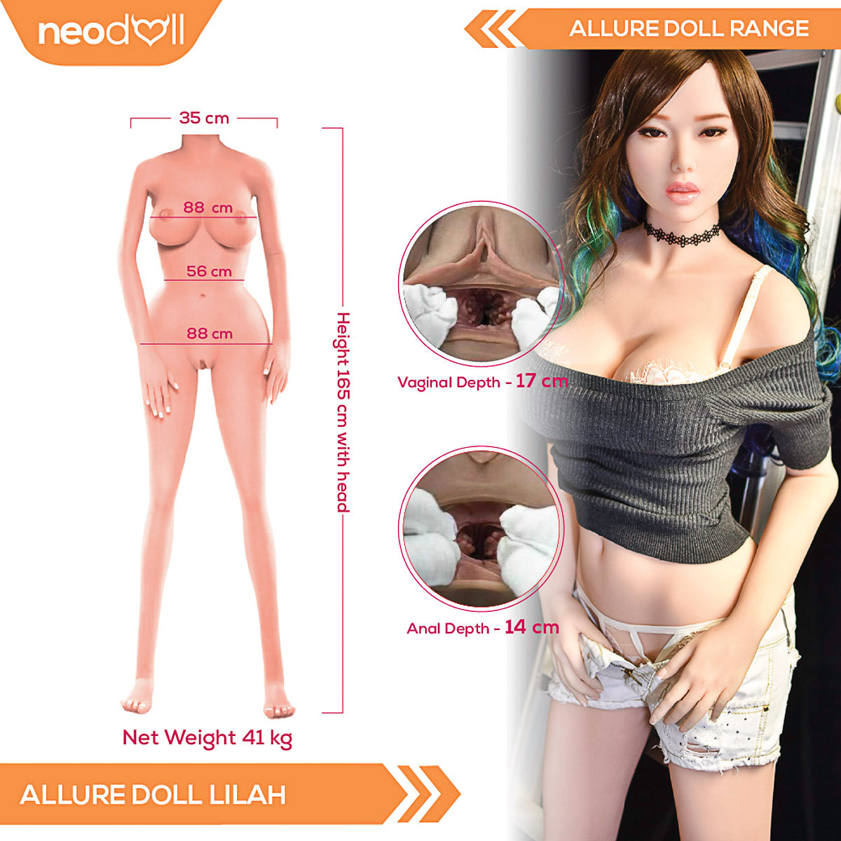 Neodoll Allure Lilah - Poupée de Sexe Réaliste - 165cm - Naturel