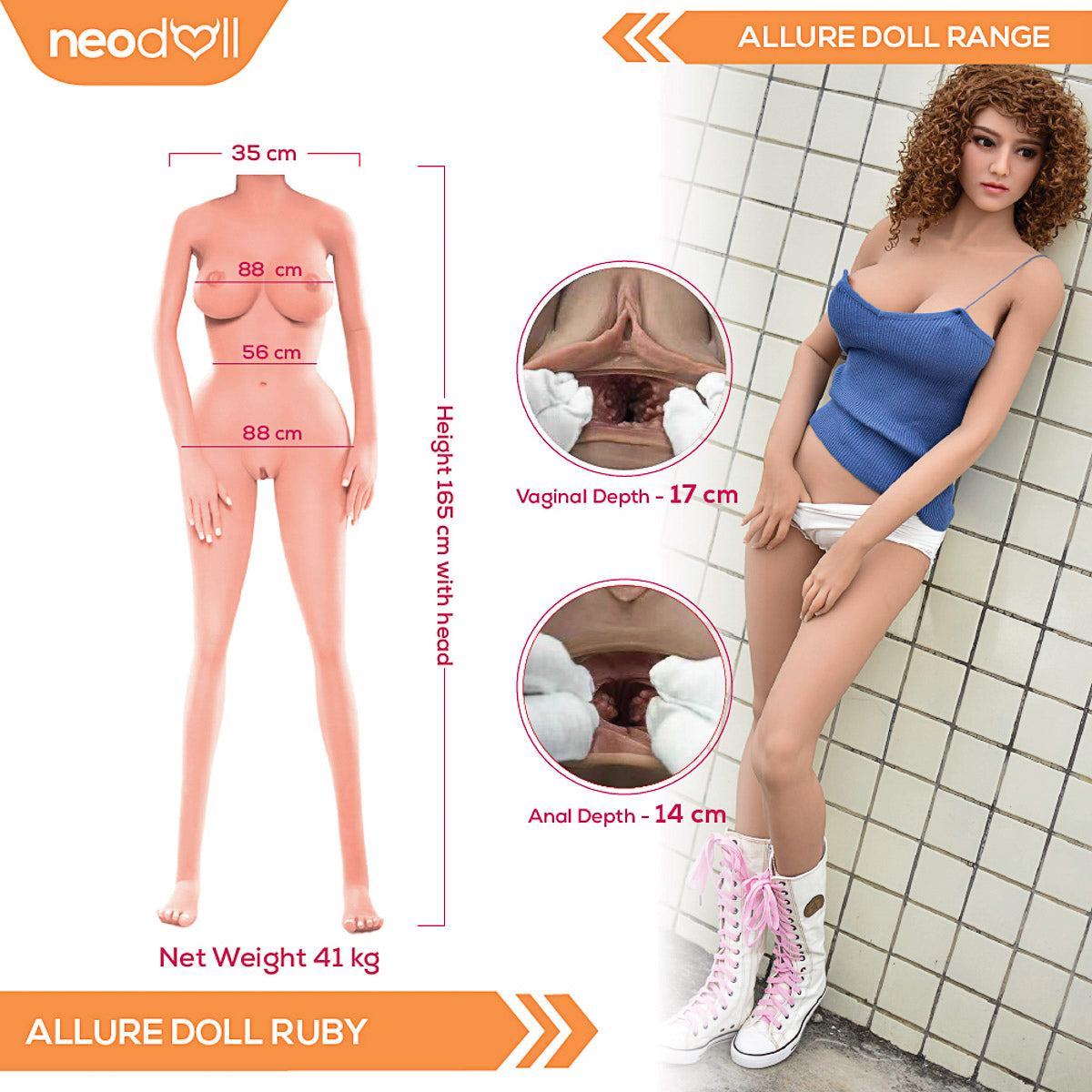 Neodoll Allure Ruby - Poupée de Sexe Réaliste - 165cm - Naturel