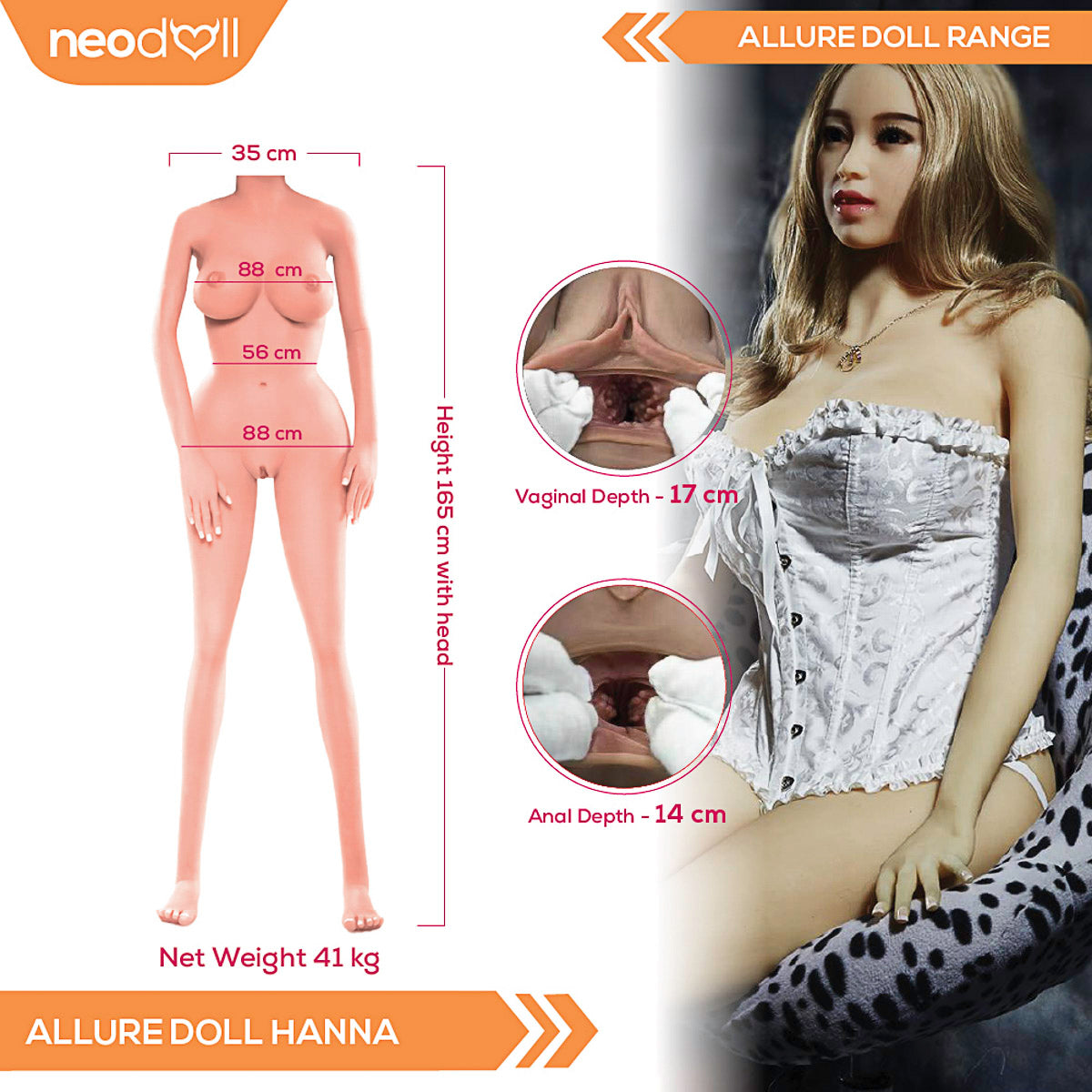 Neodoll Allure Hanna - Poupée de Sexe Réaliste - 165cm - Naturel